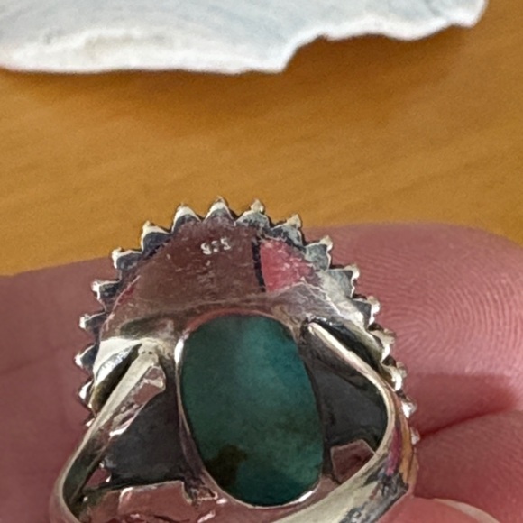 Bold Oval 8.50 carat Natural Cabochon Turquoise Ring Size 7 Sterling Silver - Picture 11 of 14